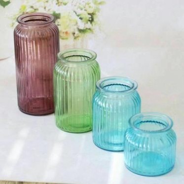 小清新彩色花瓶現代簡約透明玻璃花器創意家居擺件文藝插花玻璃瓶
