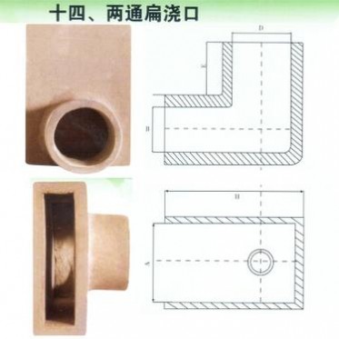 兩通扁澆口澆道管耐火陶瓷管50兩通耐火管耐高溫1700℃鑄鋼鑄鐵